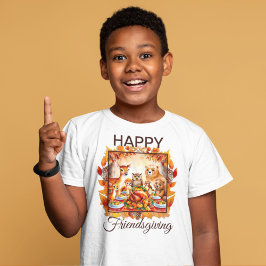 Camiseta Amistosos animales de Woodland hojas de otoño