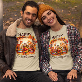 Camiseta Amistosos animales de Woodland hojas de otoño