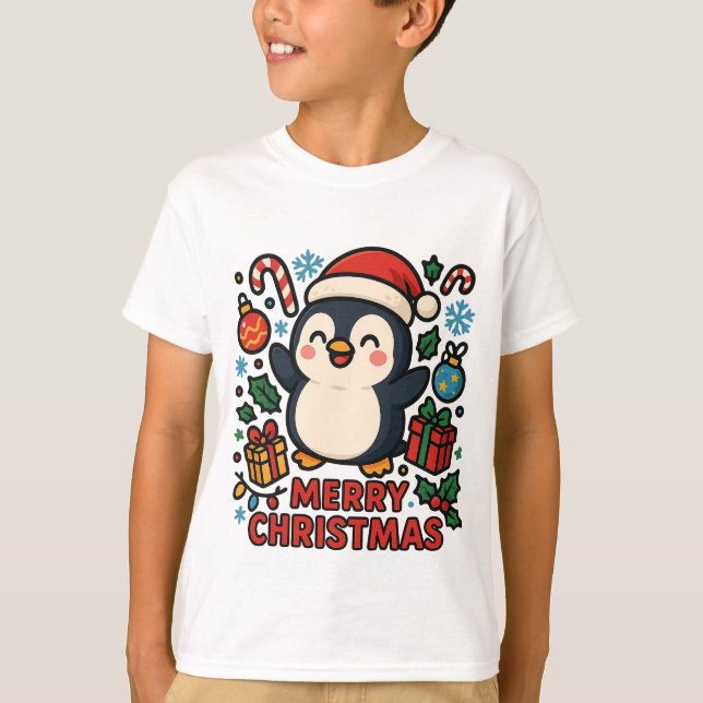Camiseta AMITA | Merry Christmas Penguin (Anverso)