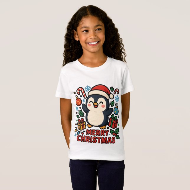 Camiseta AMITA | Pingüino Feliz Navidad (Anverso completo)
