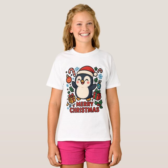 Camiseta AMITA | Pingüino Feliz Navidad (Anverso completo)
