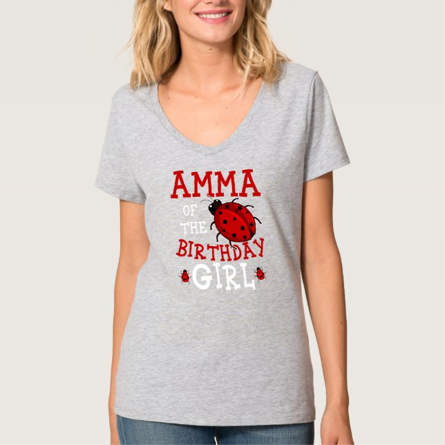Camiseta Amma Del Chica De Cumpleaños Ladybug Bday Fiesta (Anverso)