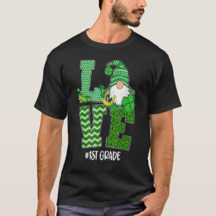 Camiseta Amo 1º Grado Gnome Dia Gracioso St Patricks