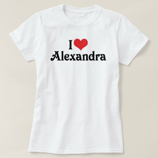 Camiseta Amo a Alexandra (Diseño del anverso)