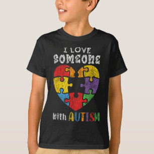 Camiseta Amo A Alguien Con Autismo Concienciación Corazón H