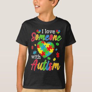 Camiseta Amo A Alguien Con Autismo Concienciación Corazón H
