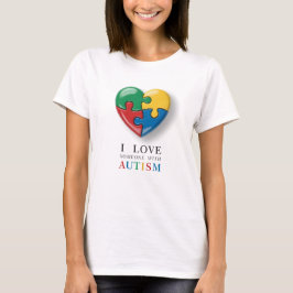 Camiseta Amo a alguien con autismo - Símbolo del corazón de