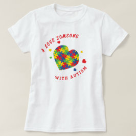 Camiseta Amo a alguien con rompecabezas de autismo corazón