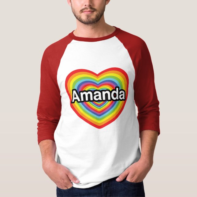 Camiseta Amo a Amanda, corazón del arco iris (Anverso)