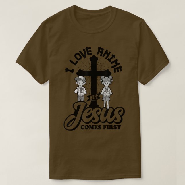 Camiseta Amo A Anime Pero Jesús Viene Primero, Anime Lover, (Diseño del anverso)