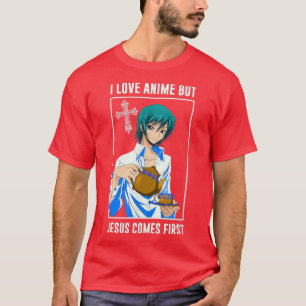 Camiseta Amo A Anime Pero Jesús Viene Primero Cristiano Jap