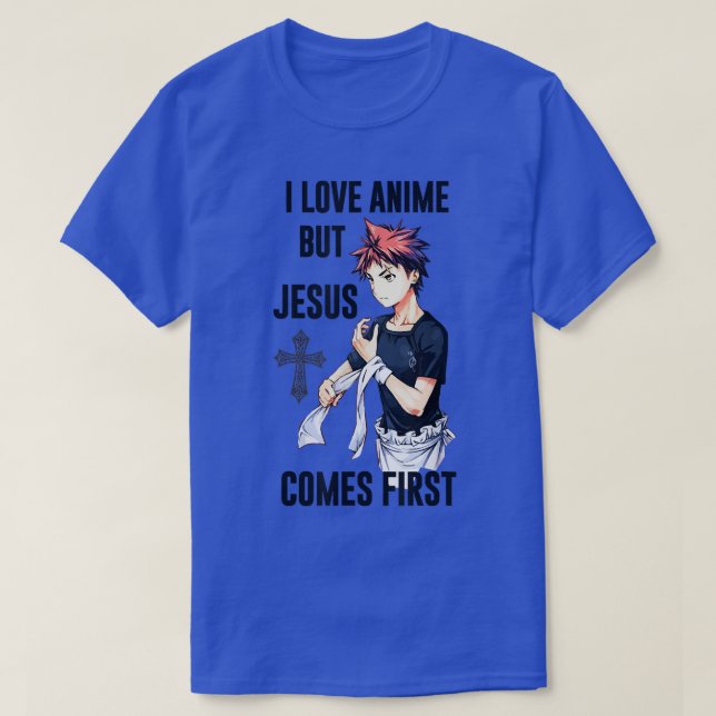 Camiseta Amo A Anime Pero Jesús Viene Primero Cristiano Jap (Diseño del anverso)
