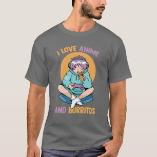 Camiseta Amo A Anime Y Burritos - Chica Cute Kawaii - Hombr