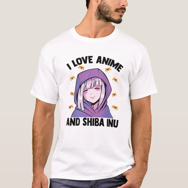 Camiseta Amo A Anime Y Shiba Inu - Kawaii Blushing Otaku (Anverso)