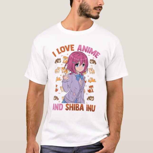Camiseta Amo A Anime Y Shiba Inu - Kawaii Otaku - Cute M (Anverso)