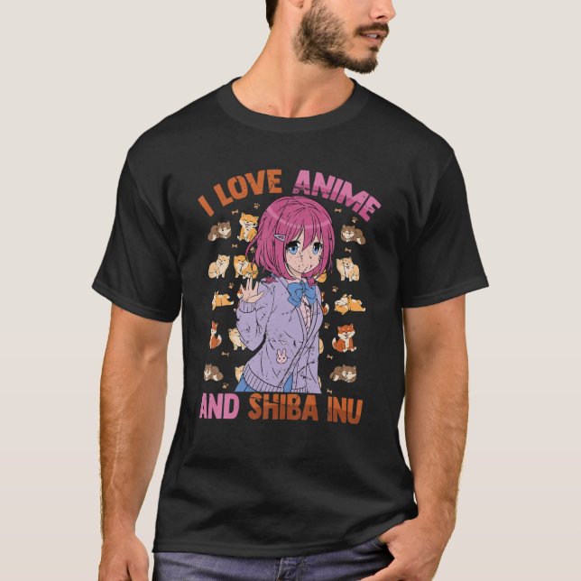 Camiseta Amo A Anime Y Shiba Inu - Kawaii Otaku - Cute M (Anverso)