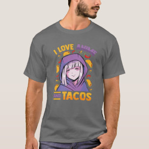 Camiseta Amo A Anime Y Tacos - Kawaii Blushing Otaku Gir