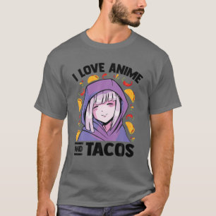 Camiseta Amo A Anime Y Tacos - Kawaii Blushing Otaku Gir