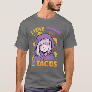 Camiseta Amo A Anime Y Tacos - Kawaii Blushing Otaku Gir