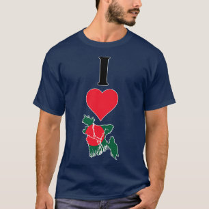 Camiseta Amo a Bangladesh vertical y Mamáes de bandera del