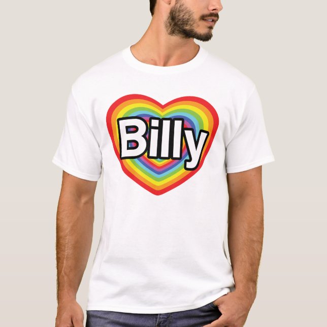 Camiseta Amo a Billy: corazón del arco iris (Anverso)