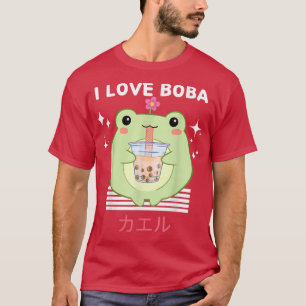 Camiseta Amo a Boba Cute Kawaii Frog Bebe Té De Burbuja