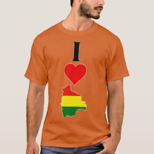 Camiseta Amo a Bolivia Vertical I Heart Country Flag Map