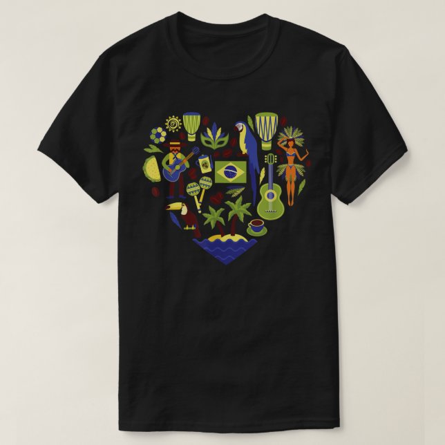 Camiseta Amo a Brasil icónico regalo de recuerdo tradiciona (Diseño del anverso)