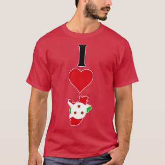 Camiseta Amo a Burundi Vertical Corazón Mapa de bandera del