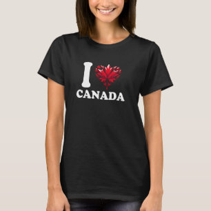 Camiseta Amo a Canadá Corazón de Mujeres Canadienses de Hoj