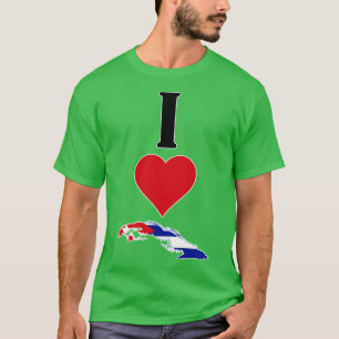 Camiseta Amo a Cuba Vertical Corazón Mapa de la bandera del