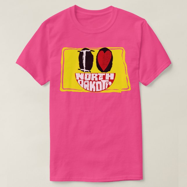 Camiseta Amo a Dakota del Norte Cara Feliz Sonriente (Diseño del anverso)