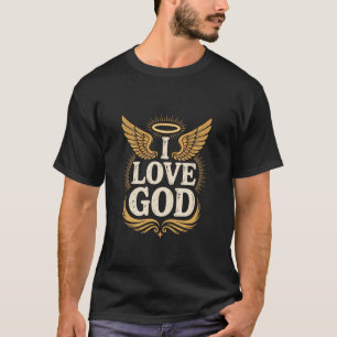Camiseta Amo a Dios Alas de Ángel Halo Espiritual