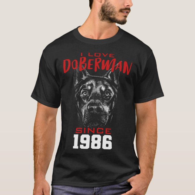 Camiseta Amo a doberman desde 1986 (Anverso)