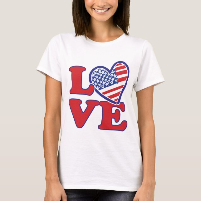 Camiseta Amo a EE. UU. Corazón (Anverso)