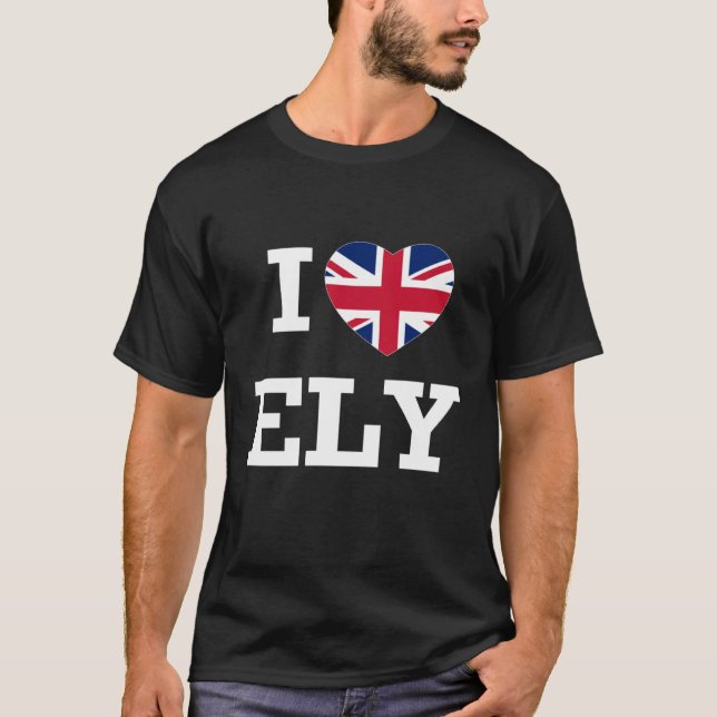 Camiseta Amo a Ely England Union Jack Flag Heart English (Anverso)