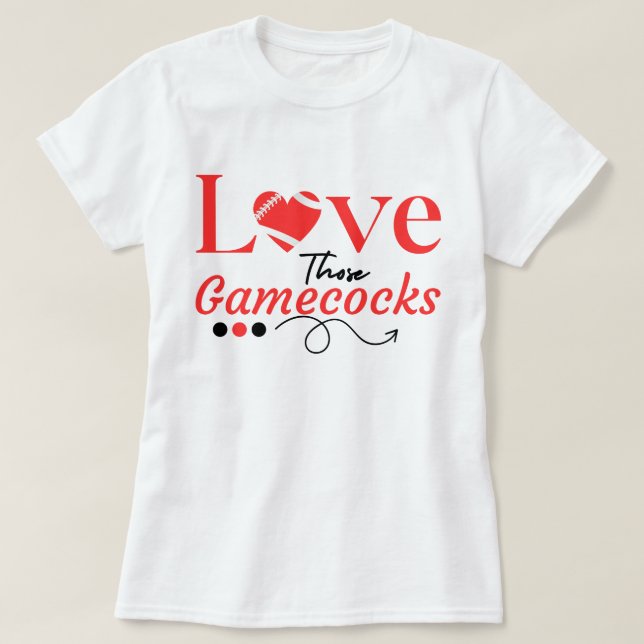 Camiseta Amo a esos Gamecocks Espíritu de fútbol, vibración (Diseño del anverso)