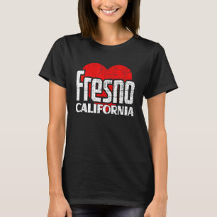 Camiseta Amo a Fresno California Retro Gran Corazón Fresno 