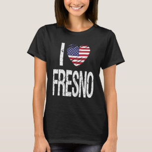 Camiseta Amo a Fresno Con Bandera Estadounidense