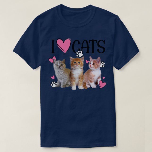 Camiseta Amo a    Gatos Gatos Amo Gatitos Gatitos  (Diseño del anverso)