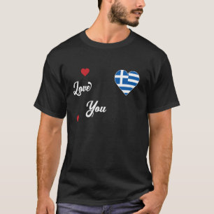 Camiseta Amo a Grecia con la bandera griega en el corazón