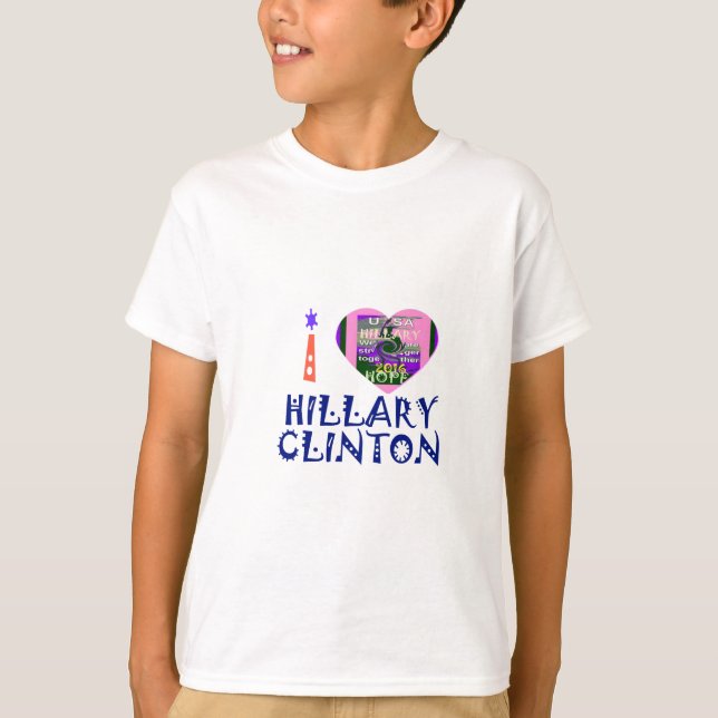 Camiseta Amo a Hillary Clinton por el arte cardiaco del pre (Anverso)