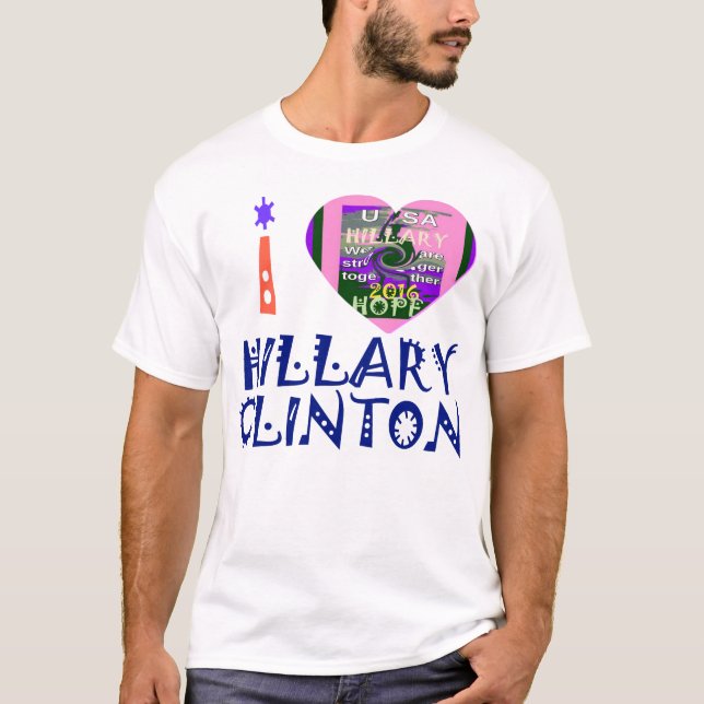 Camiseta Amo a Hillary Clinton por el arte cardiaco del pre (Anverso)