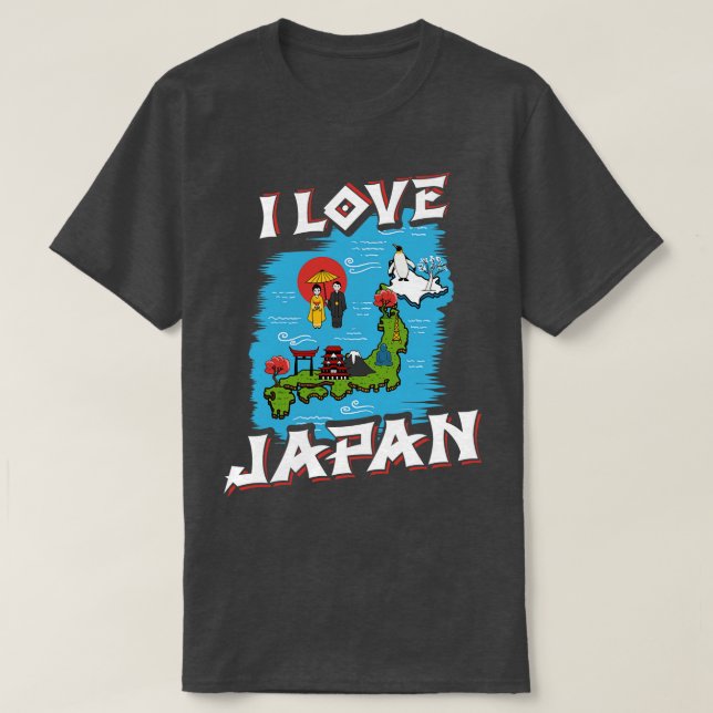 Camiseta Amo a Japón Mapa cultura japonesa (Diseño del anverso)