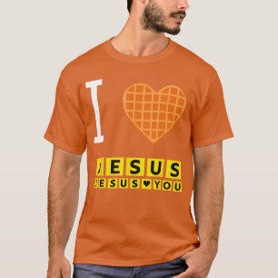 Camiseta Amo a Jesús Corazón de Waffle Divertido Desayuno C