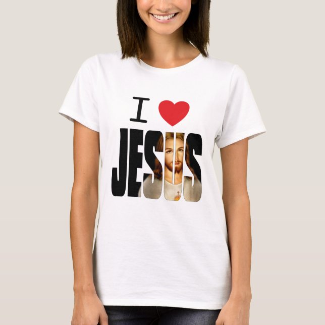 Camiseta Amo a Jesús - corazón Jesús de I con imagen en (Anverso)