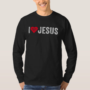 Camiseta Amo a Jesús Corazón Rojo Fe Cristiana Creyente Re