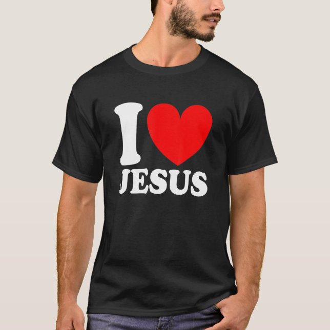 Camiseta Amo a Jesús Corazón Rojo Jesús Cristiano (Anverso)
