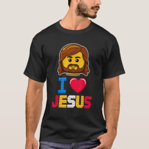 Camiseta Amo a Jesús Maestro Constructor Bloques de Constru