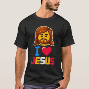 Camiseta Amo a Jesús Maestro Constructor Ladrillos Bloques